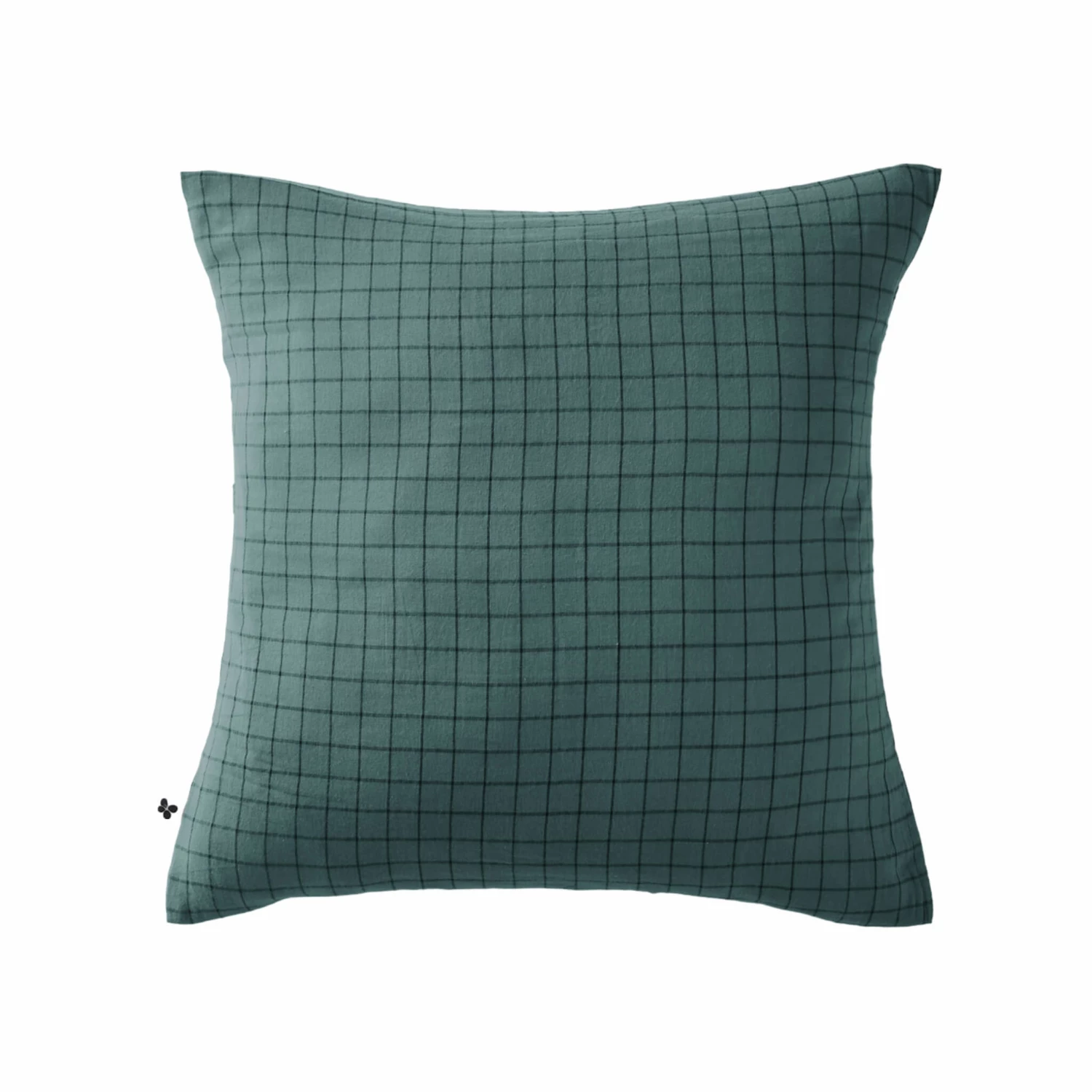 Taie D'oreiller à Carreaux Double Gaze De Coton Bleu Canard 4 Taie D'oreiller à Carreaux Double Gaze De Coton Bleu Canard – Image 2