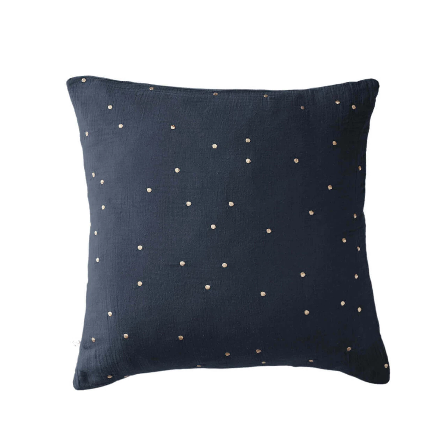 Taie D'oreiller à Pois Brodés Double Gaze De Coton Marine 3 Taie D'oreiller à Pois Brodés Double Gaze De Coton Marine