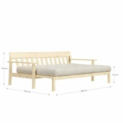 Banquette UNWIND En Pin Massif Naturel Avec Matelas Futon 130x190 18 Banquette UNWIND En Pin Massif Naturel Avec Matelas Futon 130x190 -Doublures De Lit Soldes 2024 unwind mesures allong fond blanc