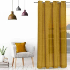 Voilage à œillets Velvet 135x250 Cm 11 Voilage à œillets Velvet 135x250 Cm -Doublures De Lit Soldes 2024 voile velvet ocre 1