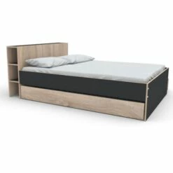 Lit 2 Tiroirs Avec Tête De Lit étagères En Bois 140x190 - LT14018 20 Lit 2 Tiroirs Avec Tête De Lit étagères En Bois 140x190 - LT14018 -Doublures De Lit Soldes 2024 w15web144216noi031 1 fond blanc 1