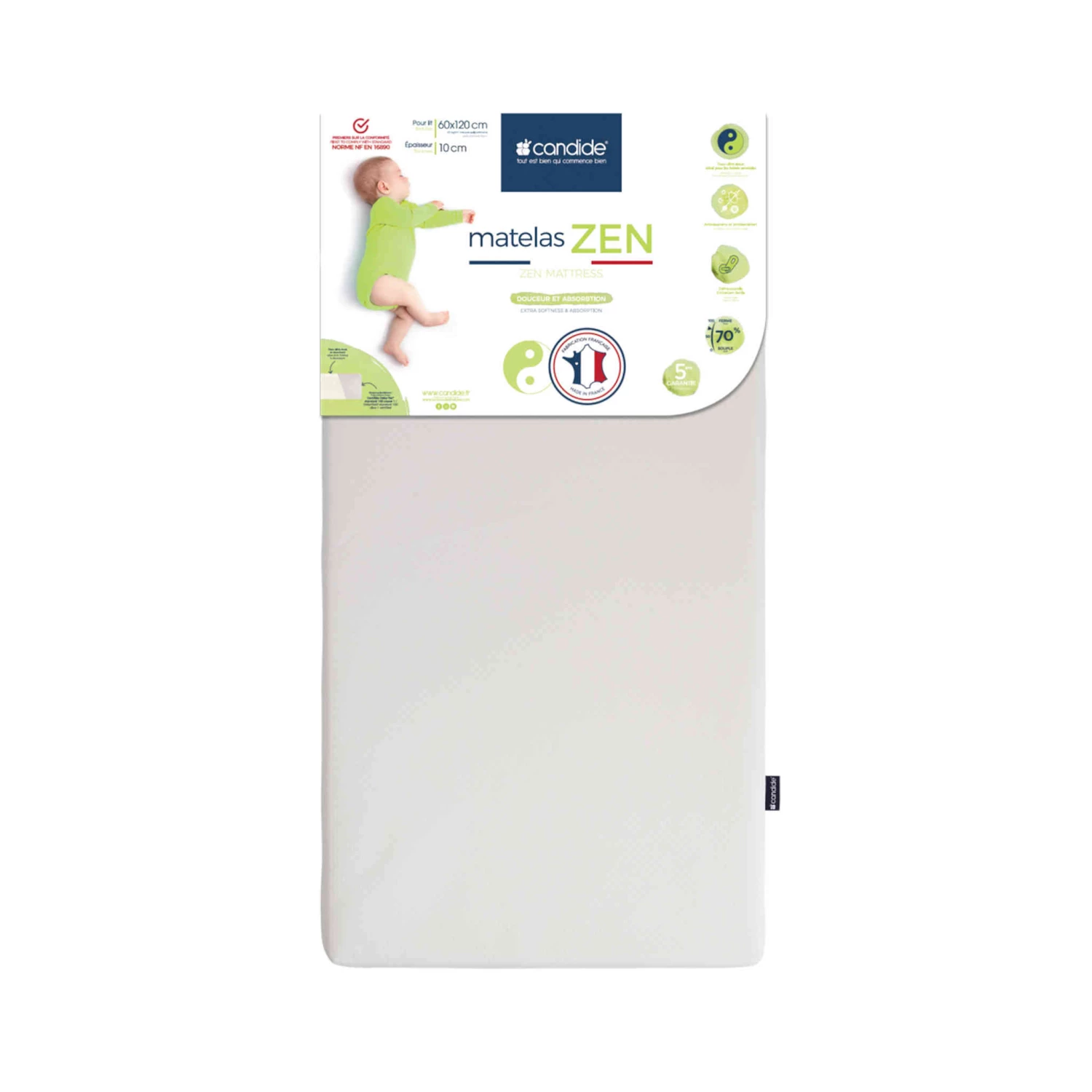 Candide Matelas Bébé Déhoussable ZEN 3 Candide Matelas Bébé Déhoussable ZEN
