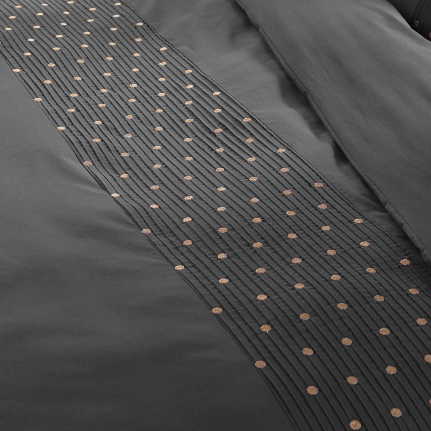 Housse De Couette Brodée Plis Religieuses Anthracite 5 Housse De Couette Brodée Plis Religieuses Anthracite – Image 3