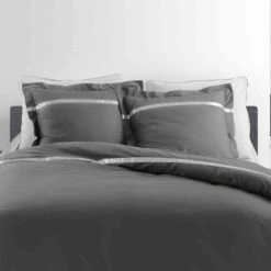 Parure De Lit Percale Satinéa Anthracite/blanc -Doublures De Lit Soldes 2024 zoomsatineaanthrablanc